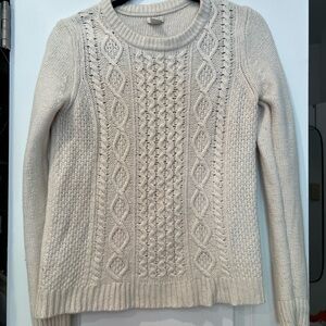 J. Crew Cream Cable Knit Crew Neck Sweater